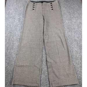 Larry Levine Petite Striped Wide Leg‎ Sailor Pants Black White Cotton 10P